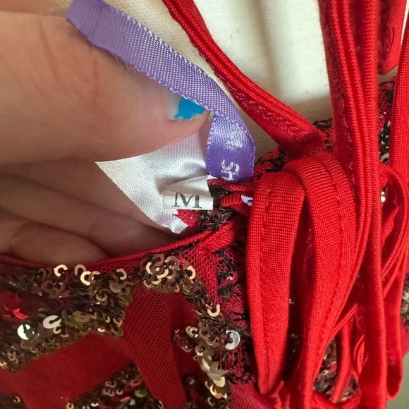 Red Sequin Embellished Skirt 4 piece set The Lumi Shop - Picture 11 of 11